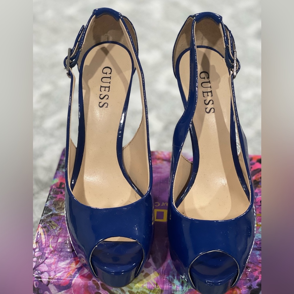 Blue patent leather
